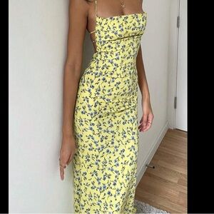 Yellow Floral Midi Dress